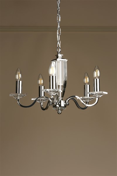 (image for) Laura Ashley Carson 5lt Chandelier Cut Glass & Polished Nickel